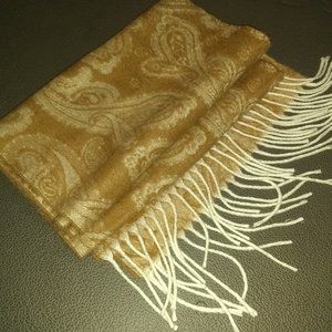 Beige White Pattern Tassel Scarf Light-weight Soft